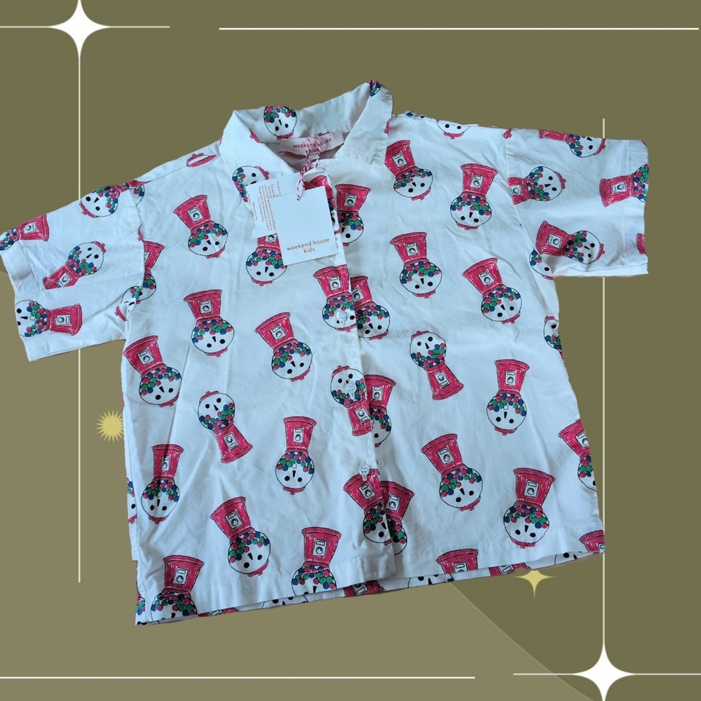 ✨ Weekend House Kids Gumball Machine Button Up Shirt Size 7/8